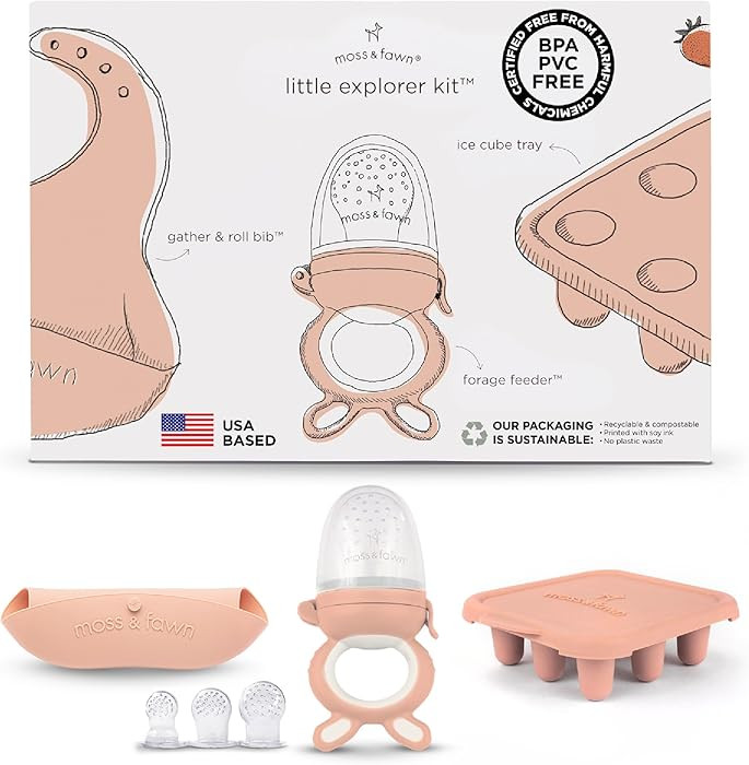 Moss and Fawn Little Explorer Kit - Silicone Frozen Breast Milk Popsicle Kit with Forage Feeder, ... | Amazon (US)