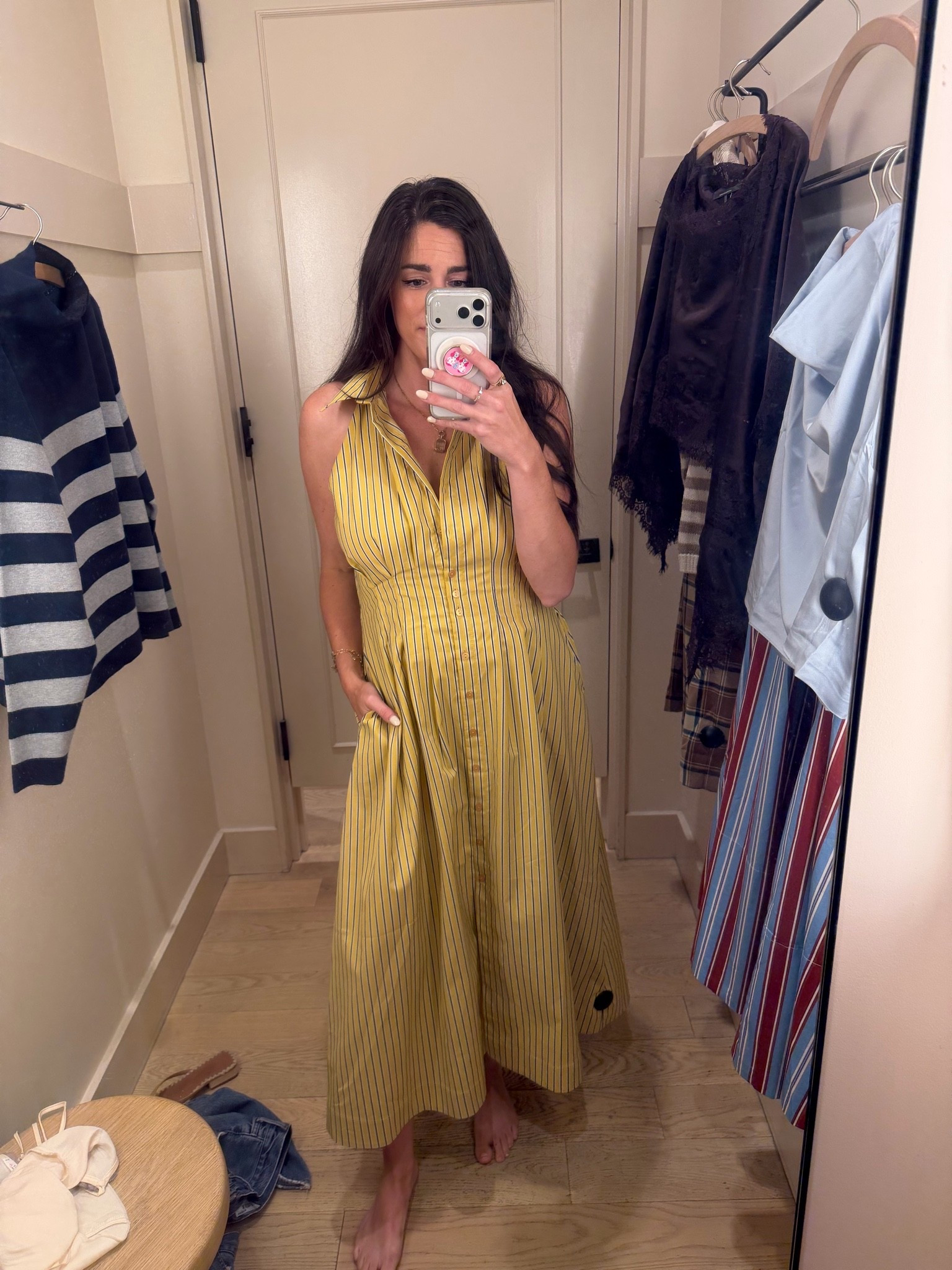 Yellow collared maxi dress