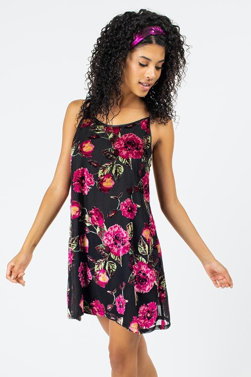 Jacelynn Floral Velvet Burnout Dress | Francesca’s Collections