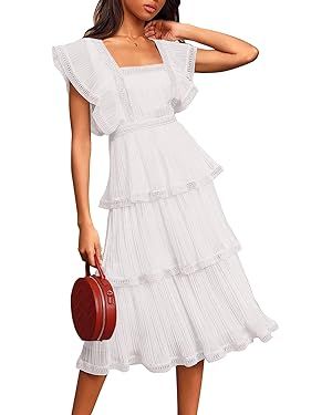 Women's Off The Shoulder Ruffles Summer Loose Casual Chiffon Long Party Beach Maxi Dress … | Amazon (US)