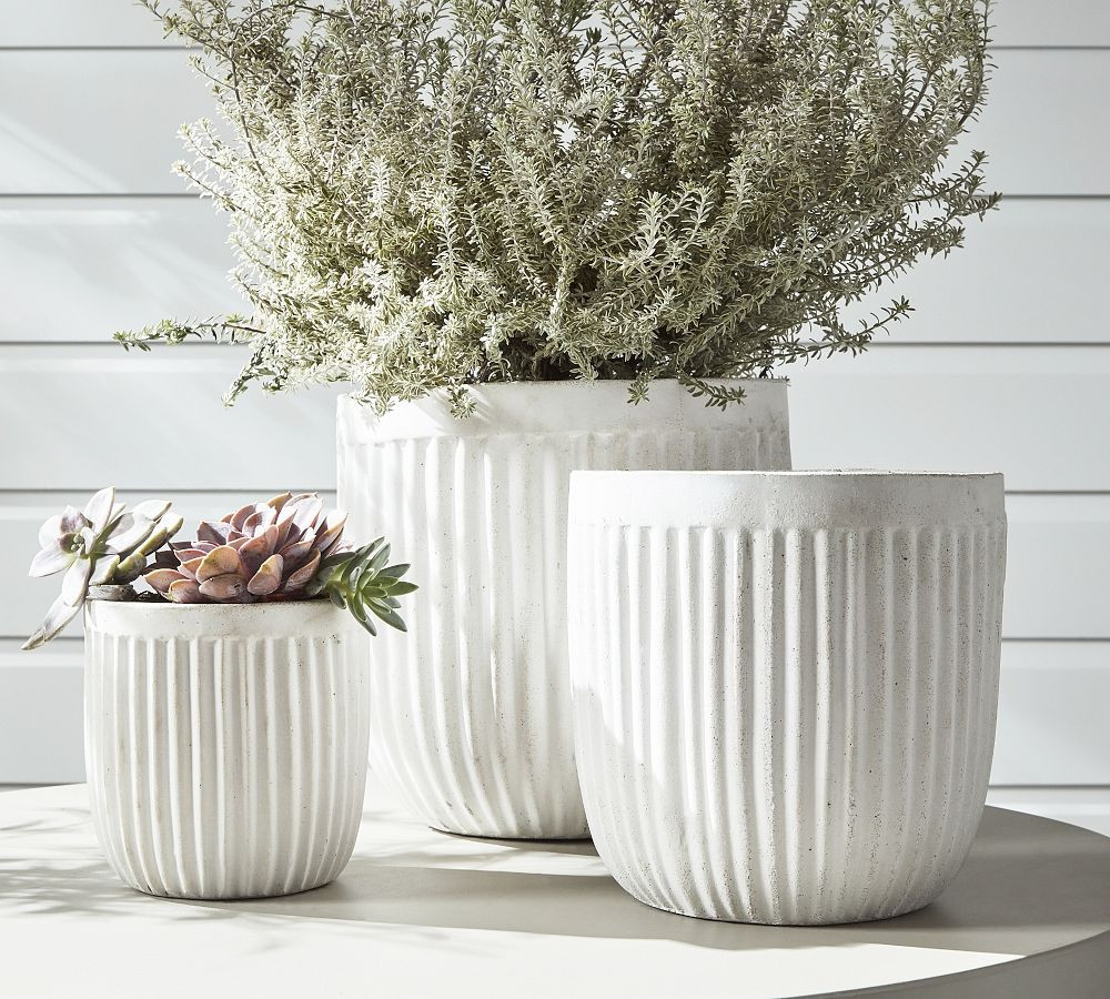 Concrete Fluted Outdoor Planters | Pottery Barn (US)