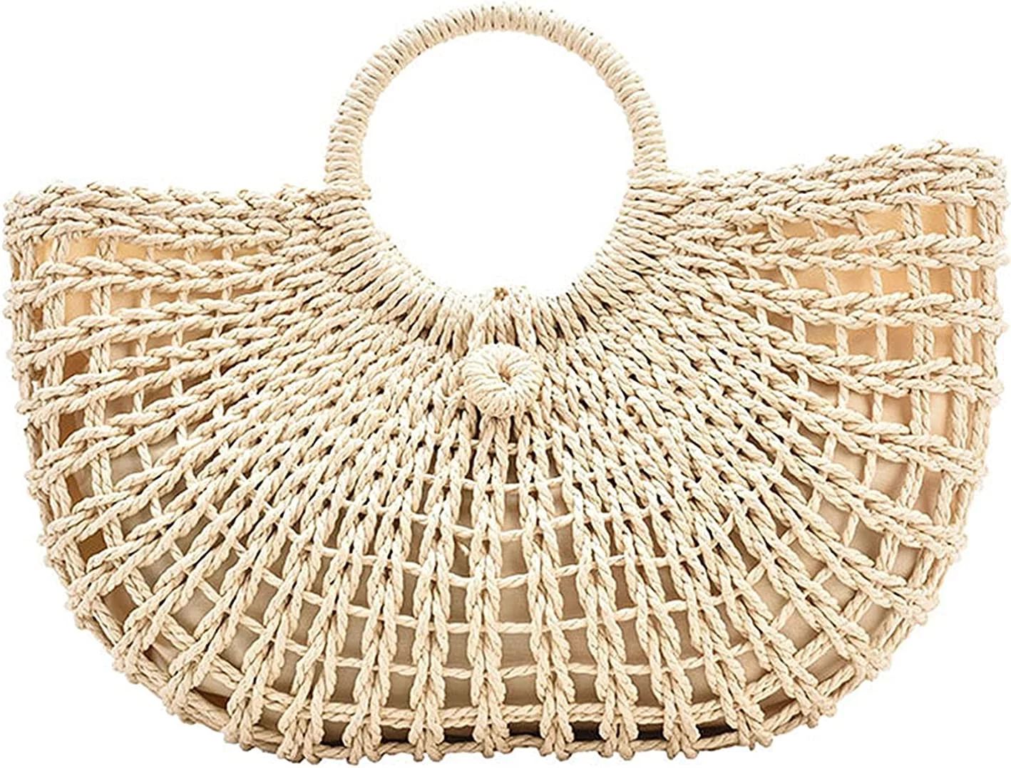 YOUI-GIFTS Hand-woven Straw Bag Women Summer Beach Handbag Purse Retro Rattan Tote Clutch Travel ... | Walmart (US)