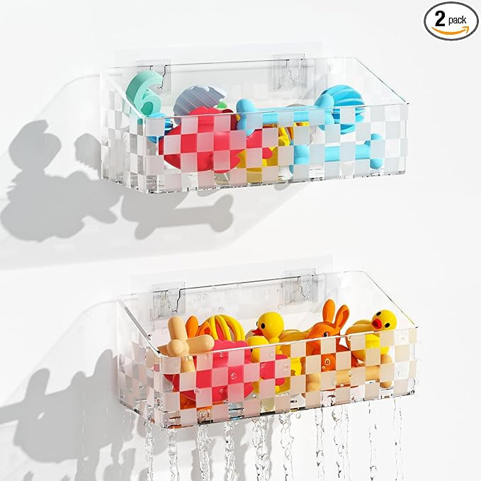 Natheeph Bath Toy Storage Holder, 2 Pack Large Capacity Bath Toy Organizer for Tub Clear Baby Bat... | Amazon (US)