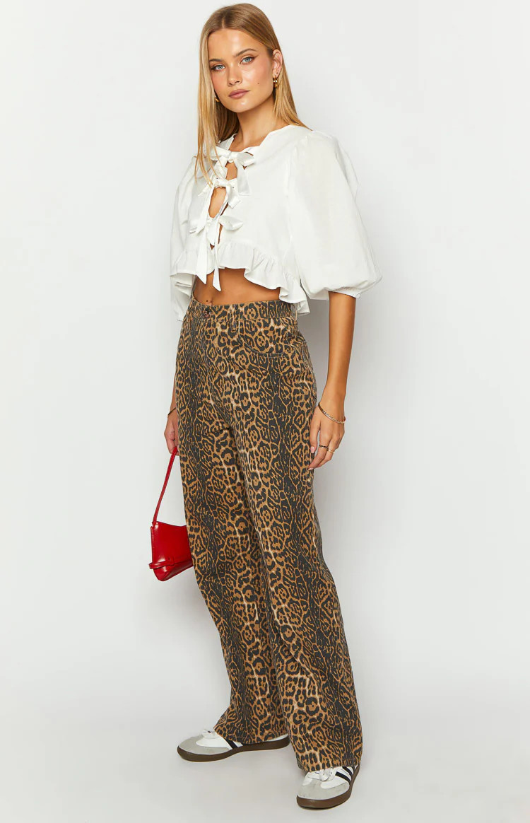 Brunet Leopard Print Straight Leg Jeans | Beginning Boutique (AU)