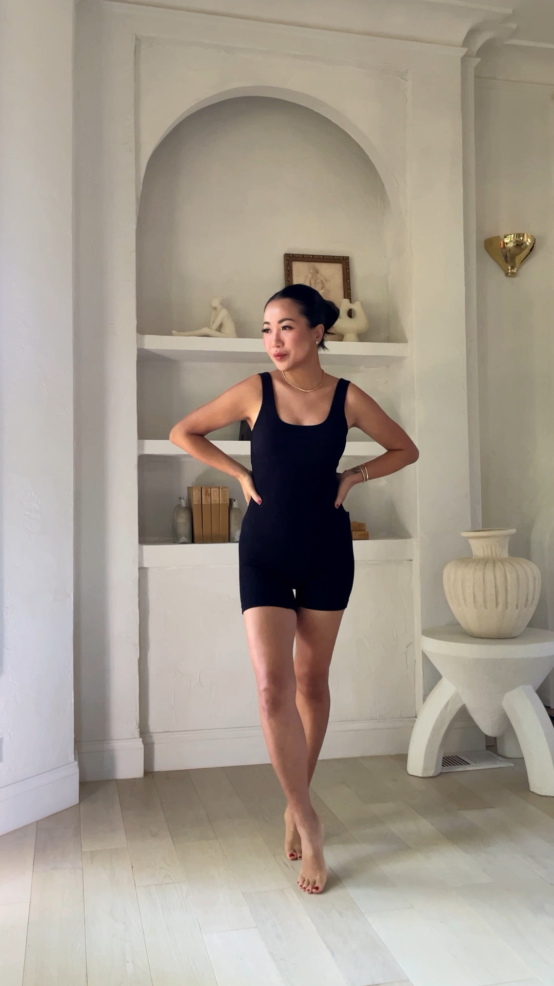 My favorite romper! Hugs the body at the right places. Very comfortable, seamless at the hips (doesn’t leave camel toe), and offers a light compression. Wear alone or under sweatshirts, jackets, etc. 

For size reference, I’m 5 ft 105 pounds and wearing a size XS  

#LTKOver40 #LTKVideo #LTKStyleTip