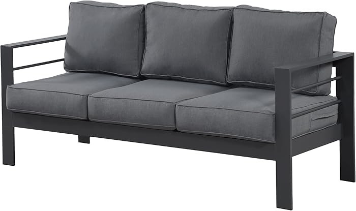 Wisteria Lane Patio Furniture Aluminum Sofa, All-Weather Outdoor 3 Seats Couch, Gray Metal Chair ... | Amazon (US)
