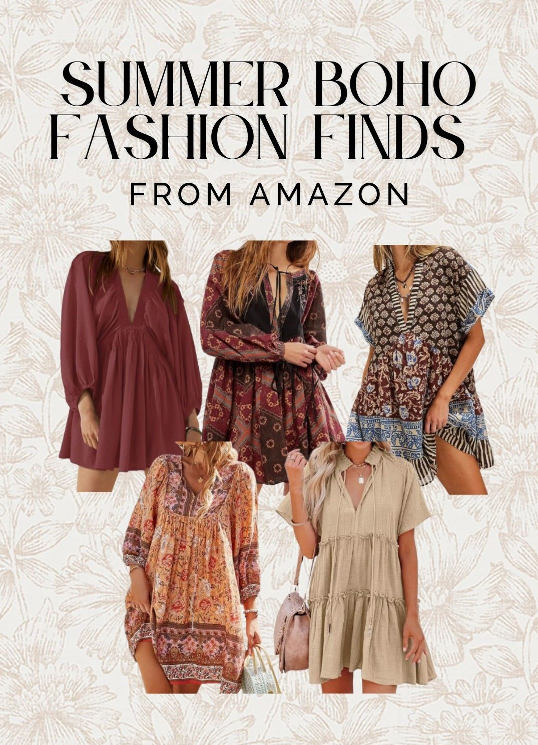Summer Boho Fashion Finds | Bohemian Style | Flowy Dresses | Neutral Style | Summer Fashion | Patterned Dress 

#LTKStyleTip #LTKSummerEdit #LTKFindsUnder50
