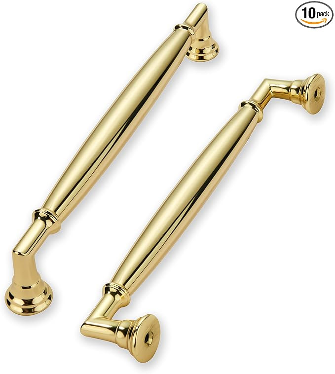 khtumeware 10 Pack 5 Inch(128mm) Polished Brass Cabinet Pulls Heavy Duty Solid Cabinet Handles Ki... | Amazon (US)
