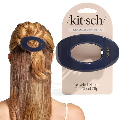 Kitsch Large Flat Claw Clips for Women - Stylish Flat Hair Clips, Strong Hold for Thick & Fine Hair | Non-Slip for Secure, Comfortable All-Day Wear | Ideal Gifts for Women - Blue Orchid | Amazon (US)