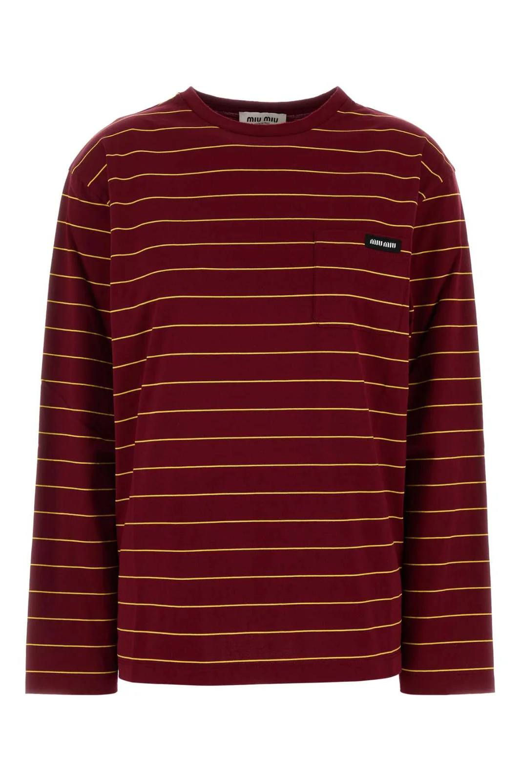 Miu Miu Long-Sleeved Striped T-Shirt | Cettire Global