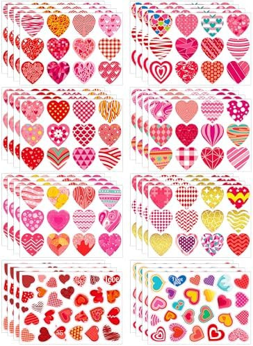 Valentines Stickers, 32 Sheets Cute Heart Stickers, Valentines Day Sticker for Kids, Class Gifts ... | Amazon (US)