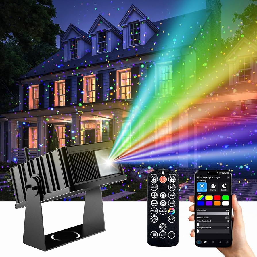 Smart Outdoor Laser Lights Projector, 7 Color Motion Firefly Star Shower Laser Lights, Moving RGB... | Amazon (US)