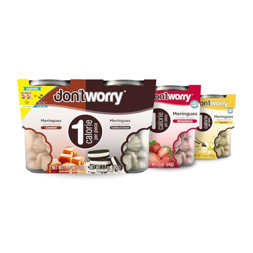Don't Worry Keto Friendly Meringue Cookies 4 Pack - Cookies & Cream, Caramel, Strawberry, Vanilla, Low Carb Snacks, Healthy Protein Snacks | Amazon (US)