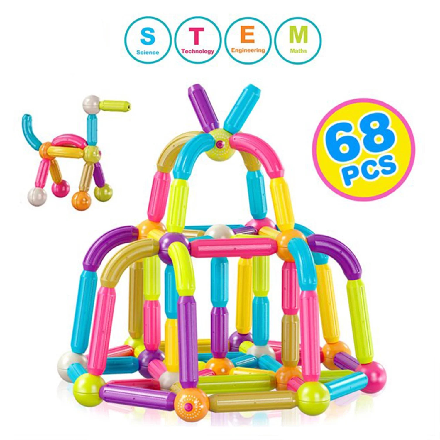 Contix Magne Stix, 3D Magnetic Building Sticks, Toddler Toys, STEM & Sensory Learning, Kids ages ... | Walmart (US)