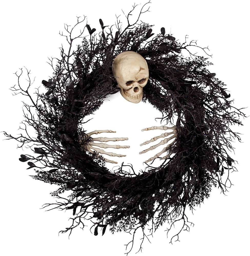 24" Halloween Wreath for Front Door with Black Twigs Skull Hands Skeleton, Halloween Home Decor, ... | Amazon (CA)