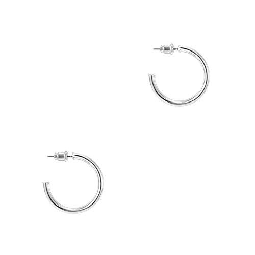 PAVOI 14K White Gold Hoop Earrings For Women - 2mm Thick 20mm Infinity Gold Loops - Gold Plated Earrings Set - Lightweight | Amazon (US)