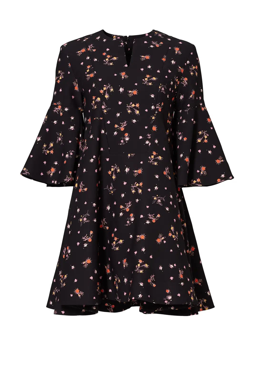 Carven Navy Dotted Floral Dress | Rent The Runway