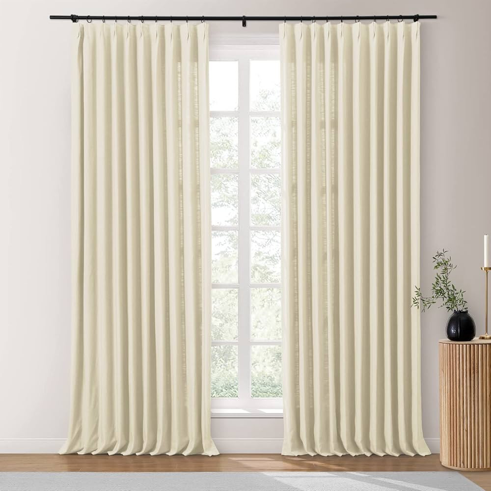 TWOPAGES Extra Long Loft Curtains for High Ceiling, Seedpearl Pinch Pleated Drapes Linen Textured... | Amazon (US)