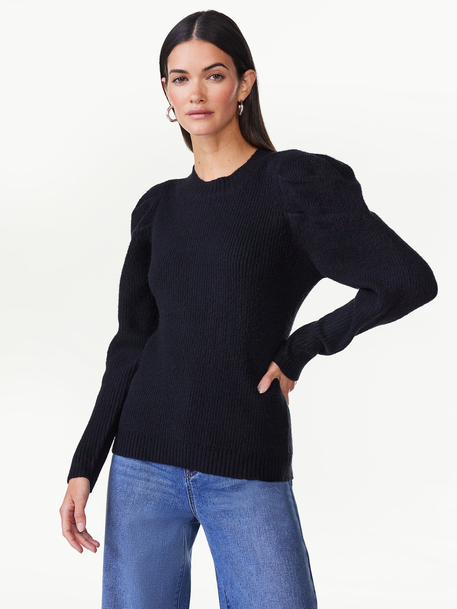 Scoop Women's Pullover Sweater with Long Sculped Sleeves, Sizes XS-XXL | Walmart (US)