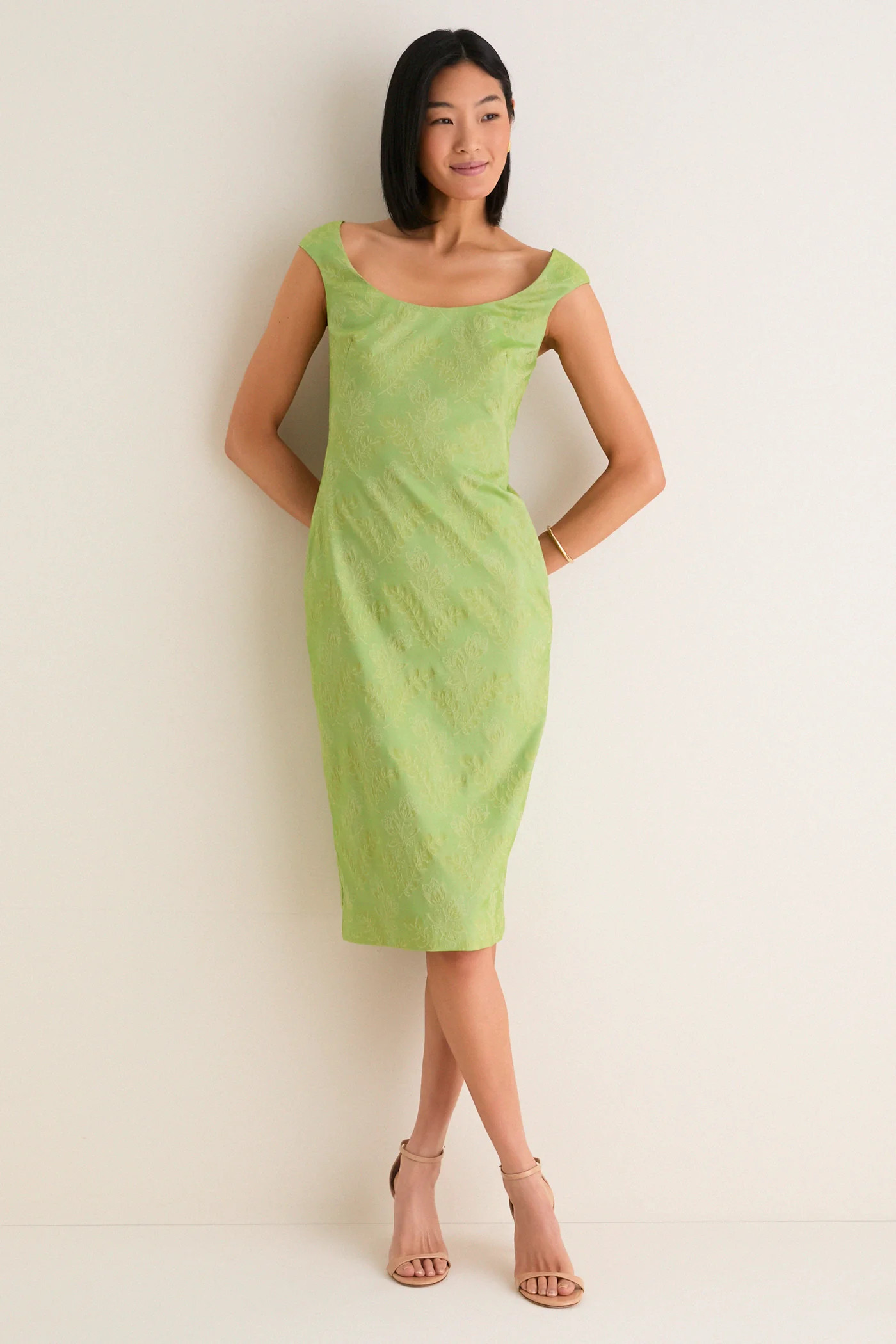 Tuileries Vine Stretch Jacquard Romy Midi Dress | Tuckernuck (US)