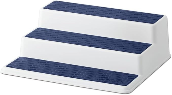 Copco 5224645 Non-Skid 3-Tier Spice Pantry Kitchen Cabinet Organizer, 10-Inch, White/Blue | Amazon (US)