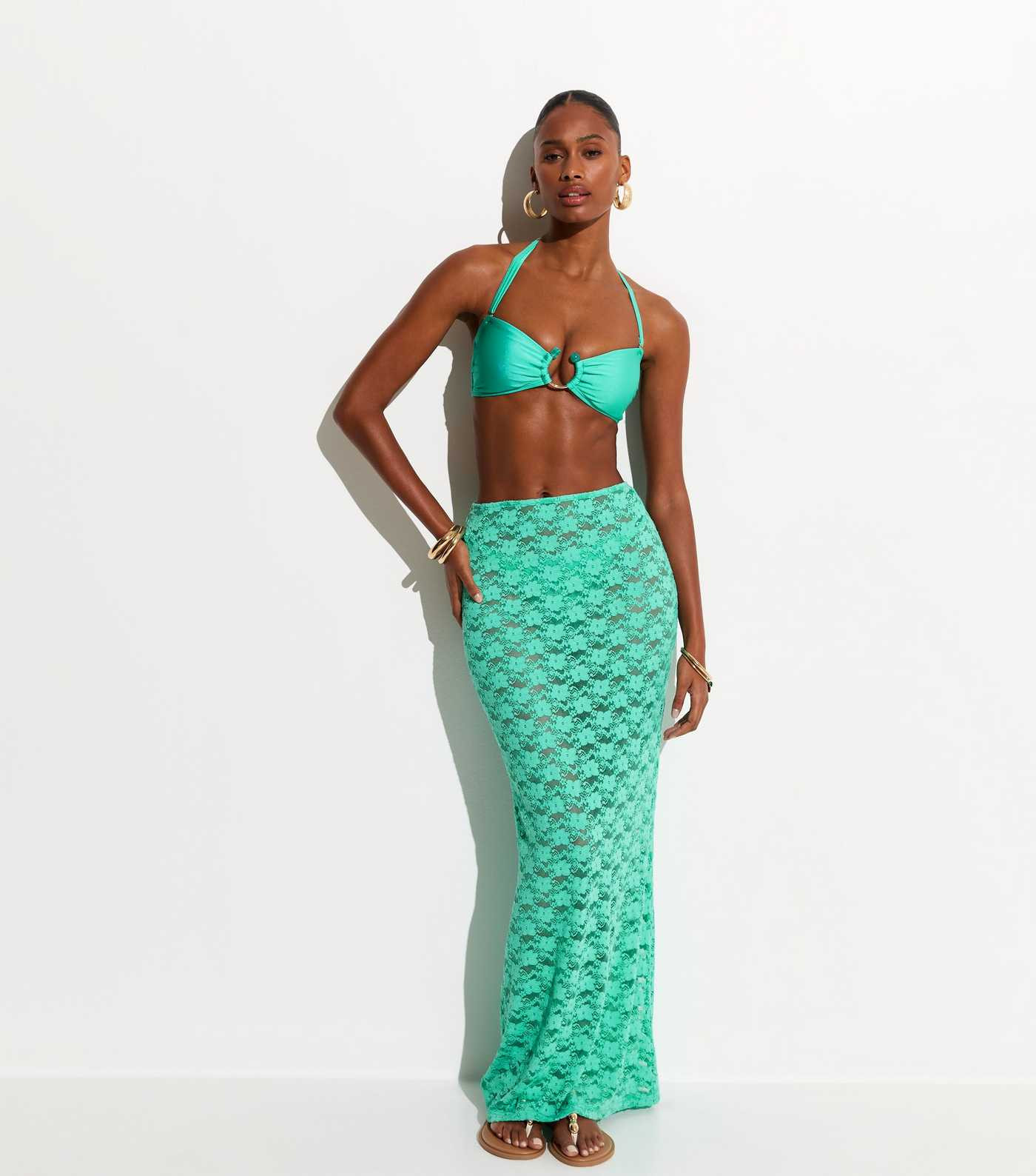 Turquoise Lace Column Beach Maxi Skirt | New Look | New Look (UK)