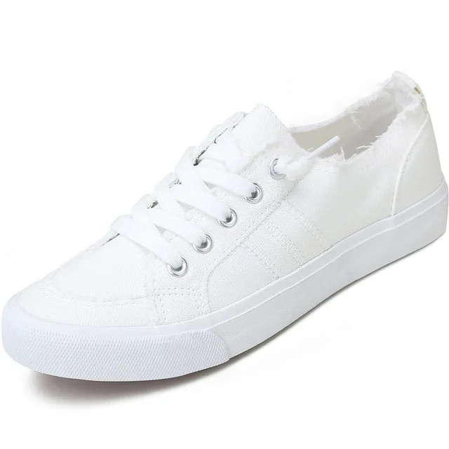 Obtaom Women's Play Fashion Sneaker White Comfortable Walking Shoes Canvas Slip on Shoes(White US... | Walmart (US)