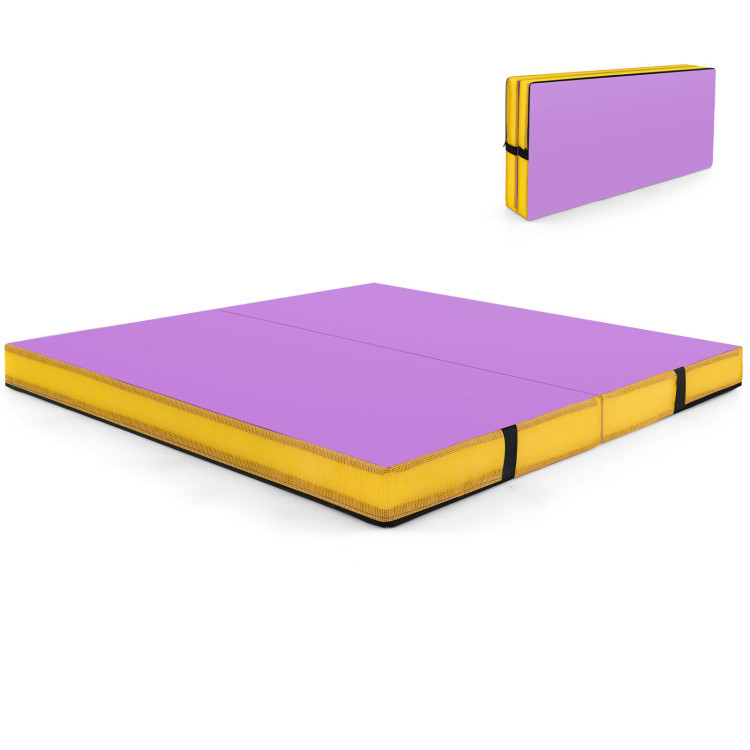 4ft x 4ft x 4in Bi-Folding Gymnastic Tumbling Mat with Handles and Cover | Costway US Affiliate