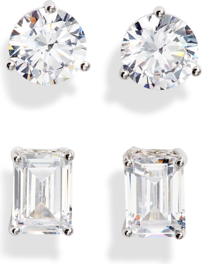Set of 2 Cubic Zirconia Stud Earrings | Nordstrom