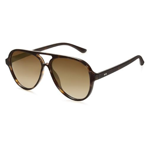 SOJOS Classic Polarized Aviator Sunglasses for Women Men, Retro Trendy Aviators Shades SJ2201, Dark Tortoise/Brown | Amazon (US)
