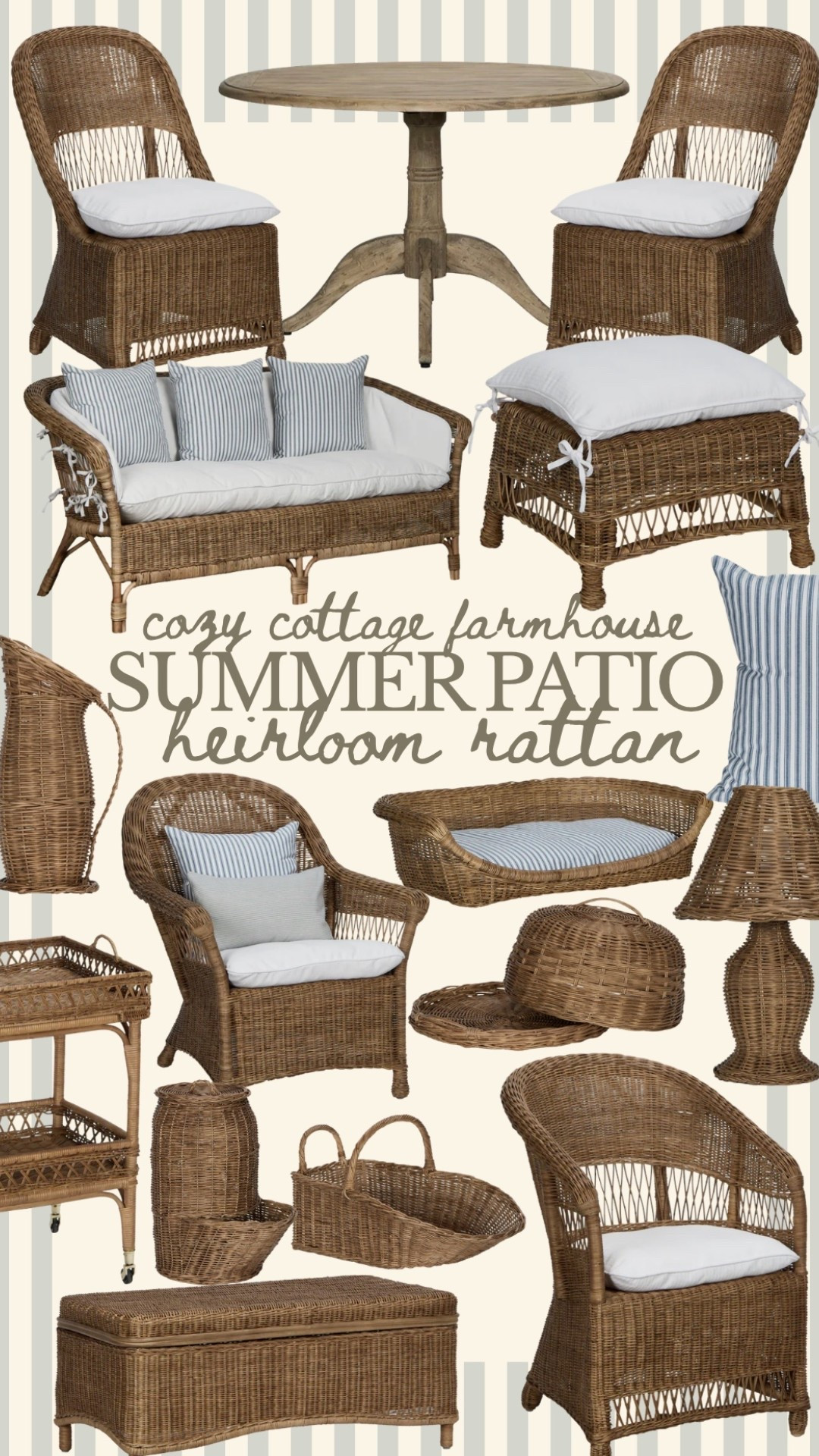 Cozy cottage farmhouse heirloom rattan pieces from sofas to chairs to benches to dog beds to lamps & beyond! A beautiful way to add gorgeous texture to any space inside and out. 

#LTKHome #LTKSeasonal