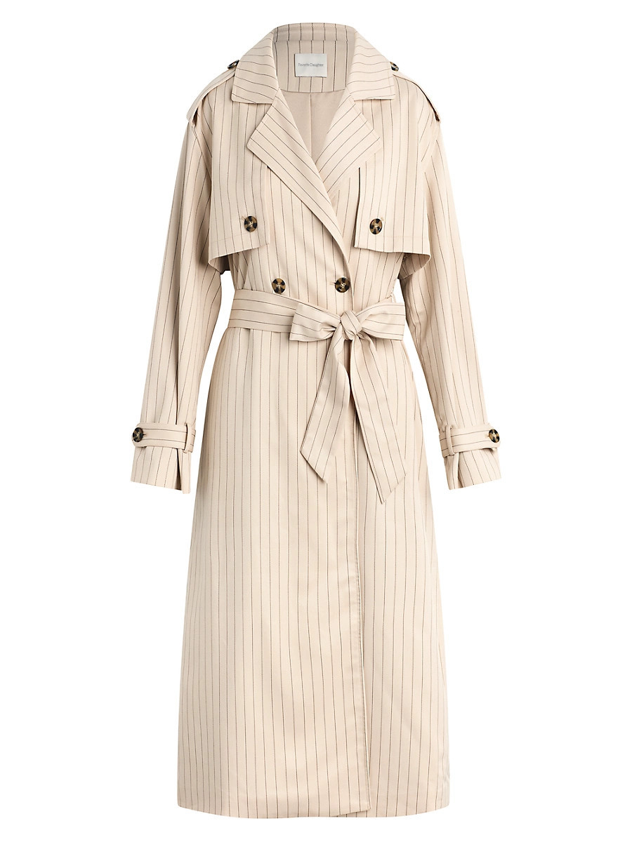 Women's The Charles Trench Coat - Warm Sand Pinstripe - Size Small | Saks Fifth Avenue