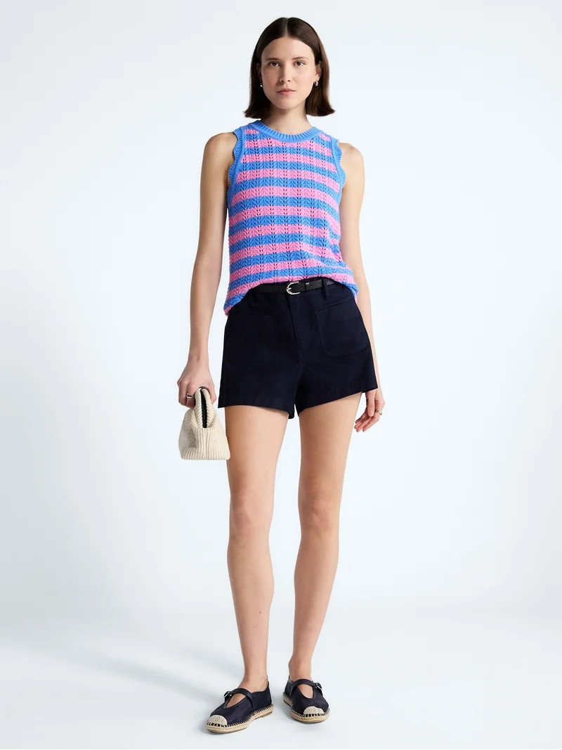 Free Assembly Women's Crochet Cotton Racerback Tank Top, Lightweight, Sizes XS-XXL | Walmart (US)