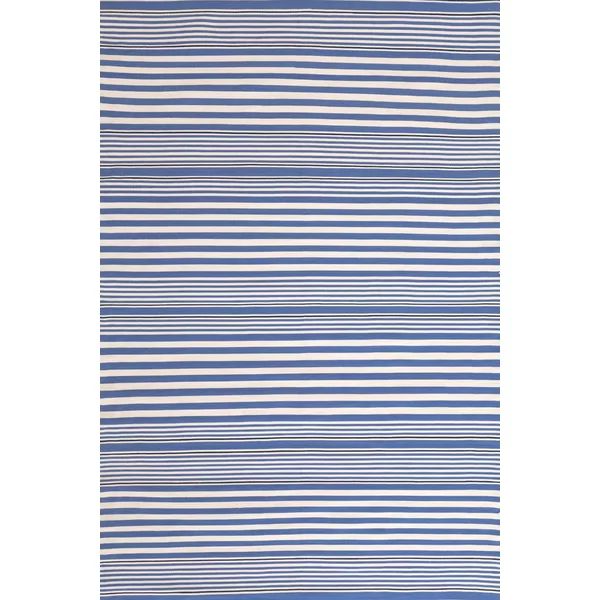 Rugby Handmade Dhurrie Blue/White Indoor/Outdoor Rug | Wayfair North America