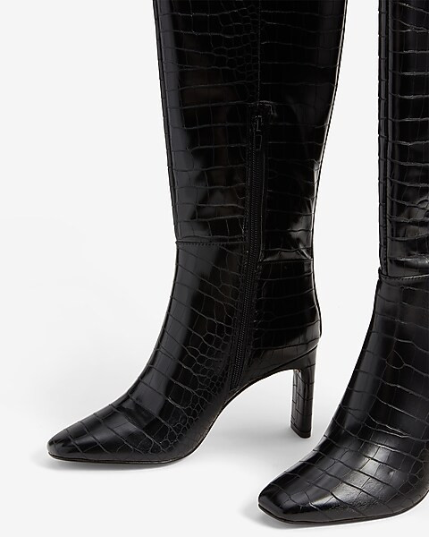 Faux Leather Heeled Stovepipe Boots | Express