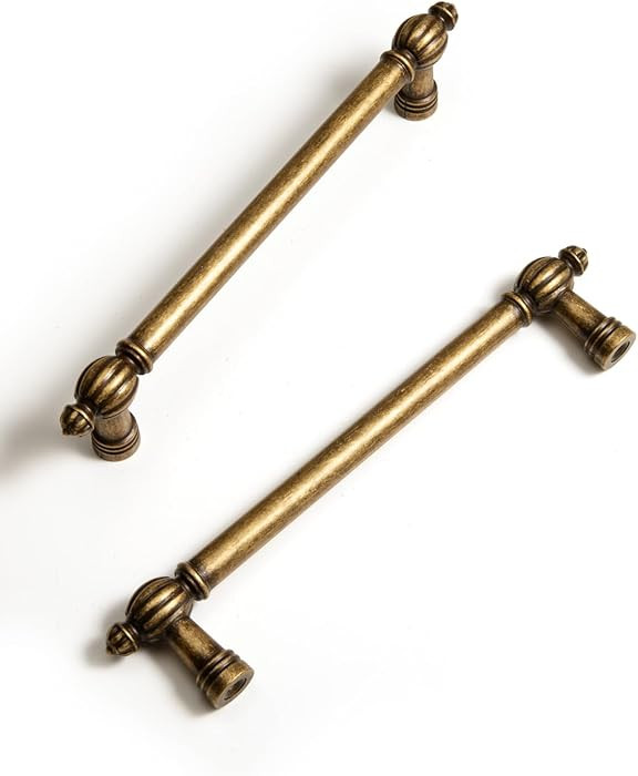Antique Brass Zinc Alloy Cabinet Pulls - 5"(128mm) Hole Center Classic Vintage Drawer Handles,Kit... | Amazon (US)