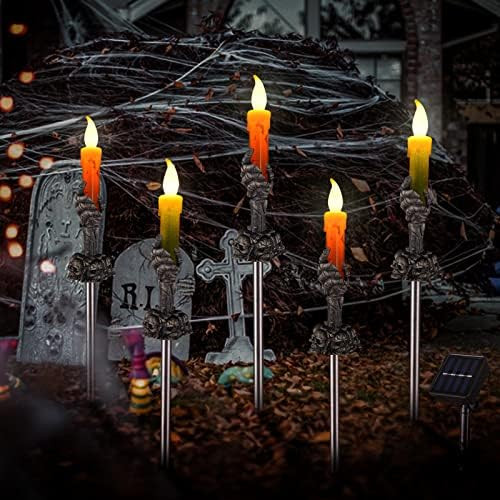 VOGVOG Halloween Pathway Lights, 5 Pack Candle Skull Hand Candle Holder, LED Halloween Decor Cand... | Amazon (US)