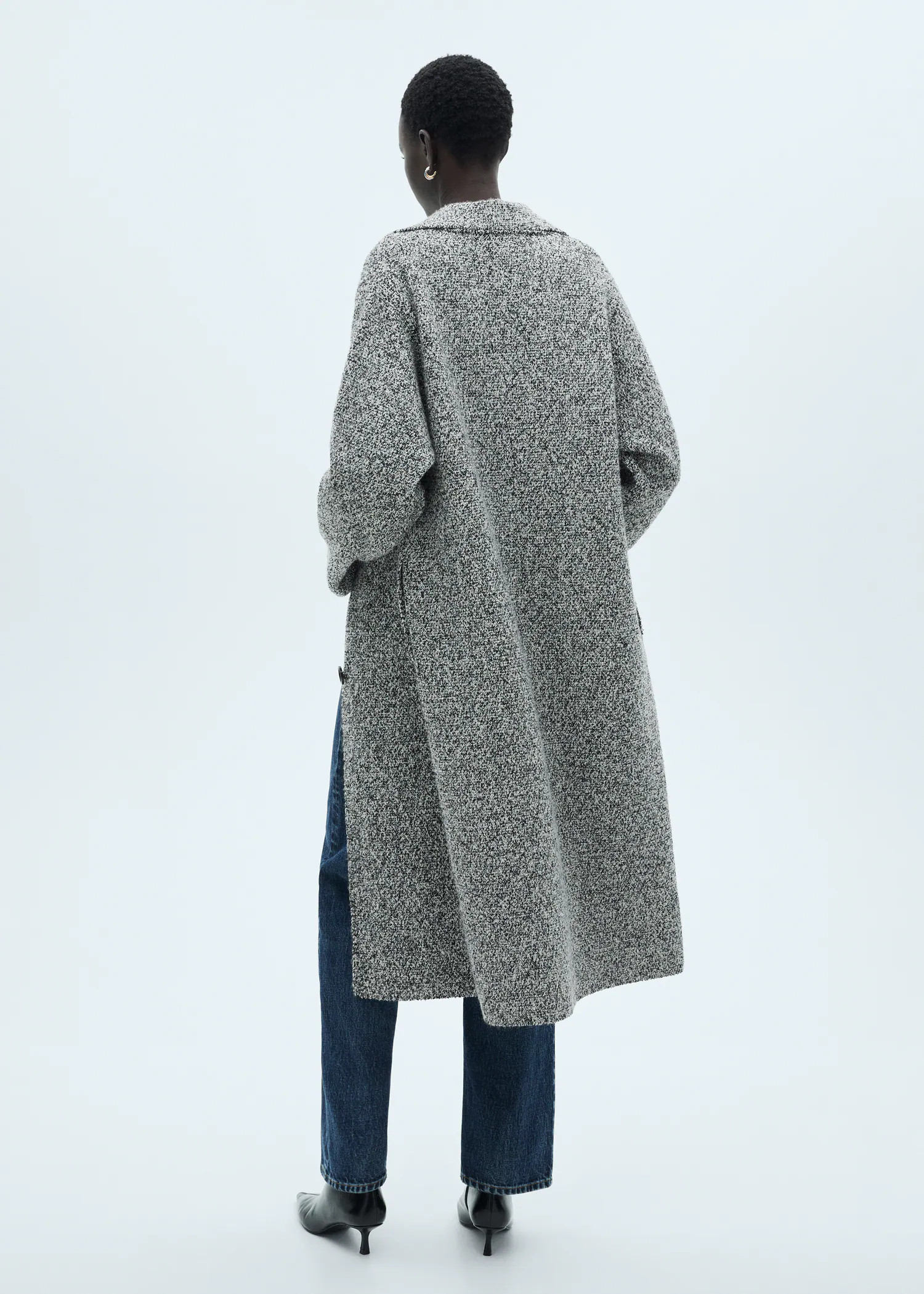 Marbled knitted cotton coat - Women | MANGO United Kingdom | MANGO (UK)