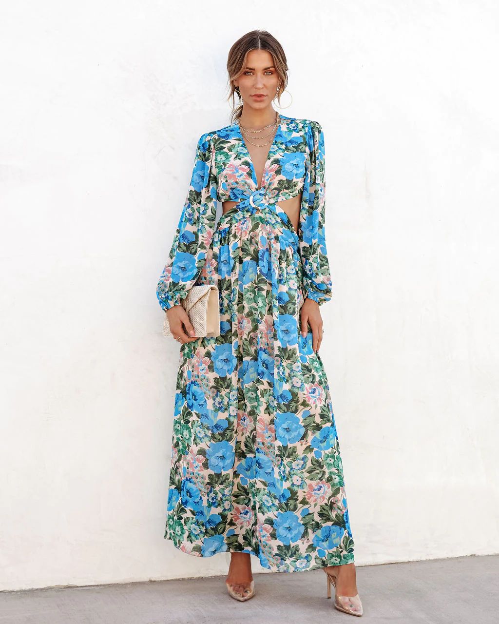 Make Me Blush Floral Cutout Maxi Dress | VICI Collection