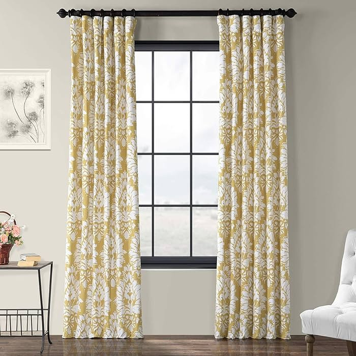 HPD Half Price Drapes Luxury Damask Printed Curtains 108 Inches Long Luxury Damask Cotton Curtain... | Amazon (US)