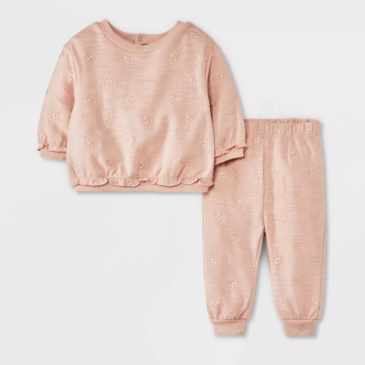 Grayson Mini Baby Girls' Ruffle Pullover Top & Bottom Set - Orange | Target