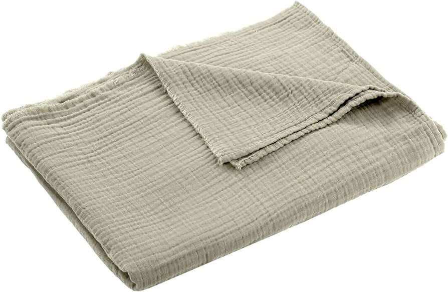 Nate Home by Nate Berkus Lightweight Cotton Washed Gauze Textured Weave Throw Blanket | Breathabl... | Amazon (US)