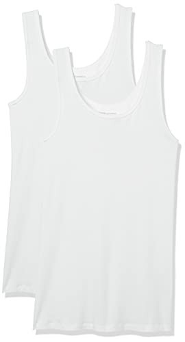 Amazon Essentials Women's Slim-Fit Tank Top, Pack of 2, White, Large | Amazon (US)