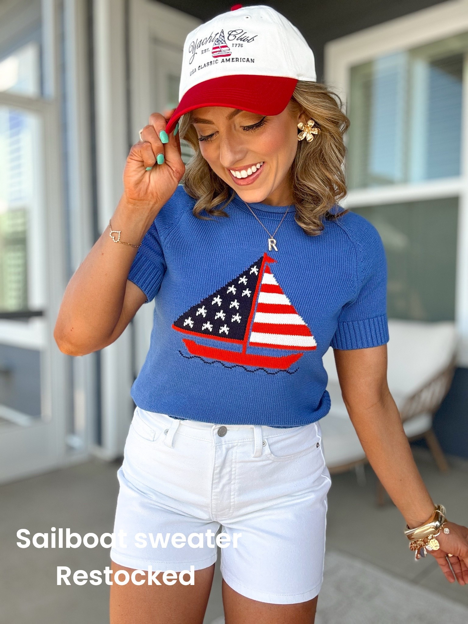The viral sailboat sweater is BACK IN STOCK and just in time for summer 🇺🇸⛵️❤️ This patriotic knit has been one of my favorite pieces lately and it gives such high-end coastal boutique vibes without the designer price tag.

I paired mine with white denim shorts and a sporty red trucker hat for the cutest summer outfit idea for Memorial Day, Fourth of July, lake days, beach trips, or summer nights by the water ☀️ Runs true to size and the quality is SO good!

This one sold out so fast the first time, so don’t wait if you’ve had your eye on it!

#walmartfashion #patrioticstyle #summeroutfits #sailboatsweater #coastalstyle #americanstyle #fourthofjulyoutfit #memorialdayoutfit #lakeoutfit #vacationstyle #preppystyle #affordablefashion #walmartfinds #summerfashion #ootd #coastalgrandmotherstyle #resortwear #beachstyle #classicstyle

#LTKootd