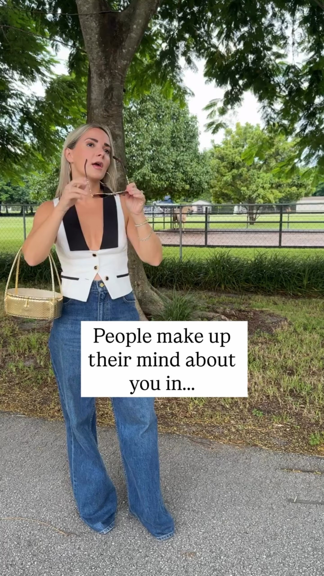 Comment Glasses for outfit links to these from @shopeyeconic @vspvisioncare

If you want to see how these would look on your face, they have an easy, virtual try on tool on eyeconic.com. They have a great selection from Longchamp and Kendra Scott to Calvin Klein and Lacoste (like the ones I’m wearing here). And you can connect your VSP vision benefits for extra savings on your new pairs. 

People make up their mind about you in just 3 seconds & one of the first things they notice? Are your eyes. They tell your whole story, confidence, warmth, and approachability, all before you even say a word. 

Put on something you don’t like, and you’re suddenly shrinking back, second guessing yourself, without even realizing what you put on was doing half the talking. 

So next time you wonder if your glasses matter? They do. When you like how you look, you like how you feel. And when you feel good, you show up better everywhere, in friendships & all. And the right eyewear can make all the difference. #vspvisioncare

#LTKStyleTip #LTKPetite #LTKItBag