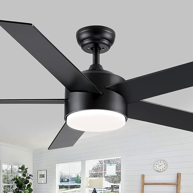 52 inch Black Ceiling Fans with Lights and Remote Control, Dimmable 3-Color Temperatures LED Ceil... | Amazon (US)