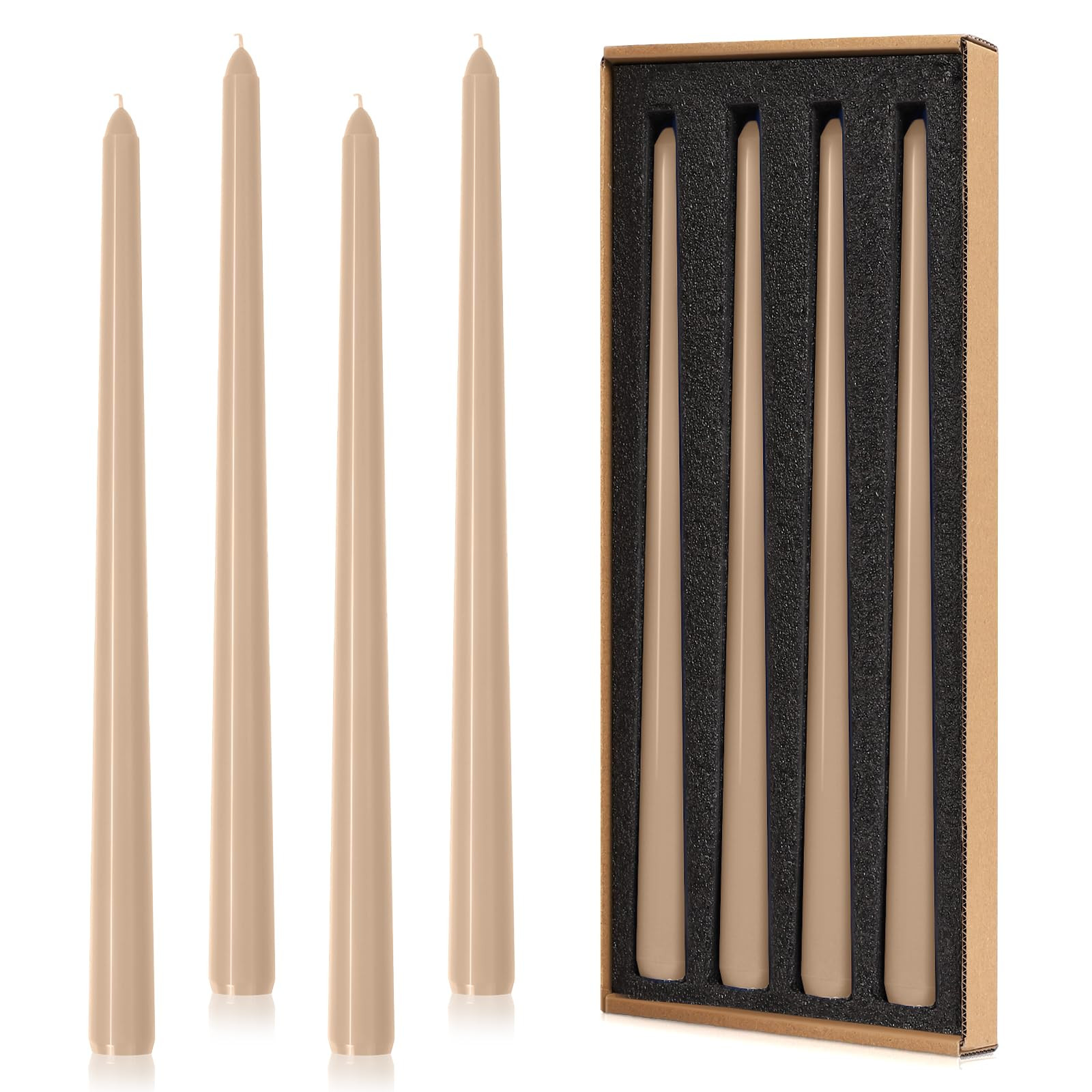 Taper Candles 12'' Tall Beige Tan Nude Neutral Tone Colored Candlesticks Set of 4 | Unscented 3/4... | Amazon (US)