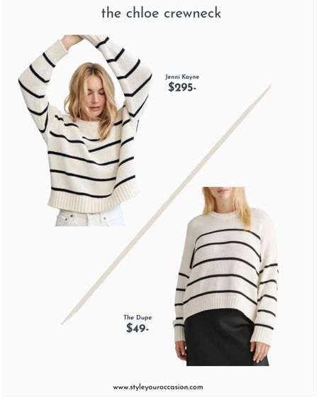 The Jenni Kayne Chloe Crewneck is always a huge hit! Love the style, but looking for something more affordable? The 100% Organic Cotton Striped Sweater from Quince is just under $50 and is a versatile cotton number, perfect for layering, wearing with jeans or linen shorts, or with a slip skirt for an elevated vibe. 

women's fashion, women's casual outfit, women's comfy outfit, cashmere sweater, Jenni Kayne hoodie, Quince fashion

#LTKstyletip #LTKSeasonal #LTKfindsunder50
