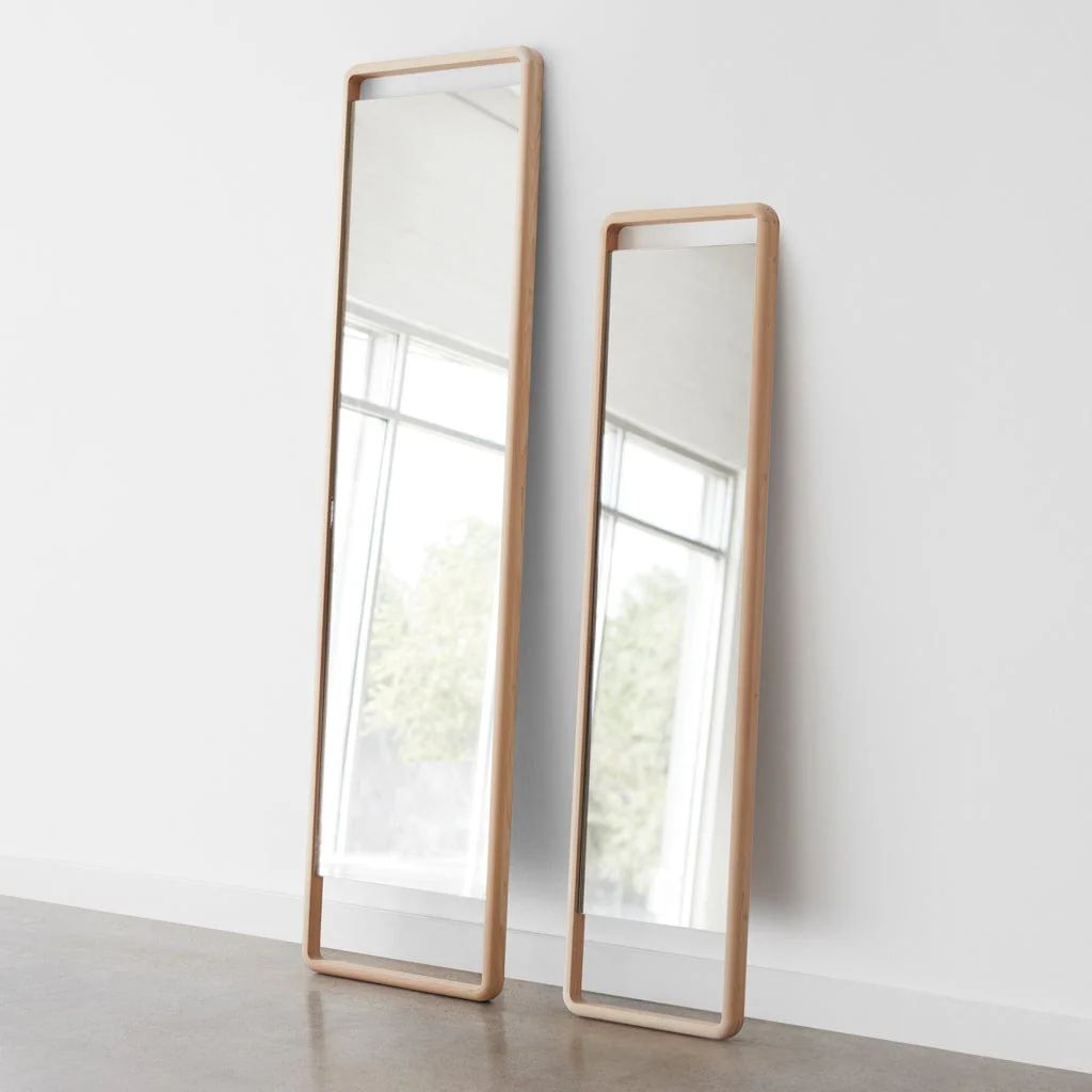 Hinoki Wood Floor Mirror | Minimalist Wood Standing Mirror   – The Citizenry | The Citizenry