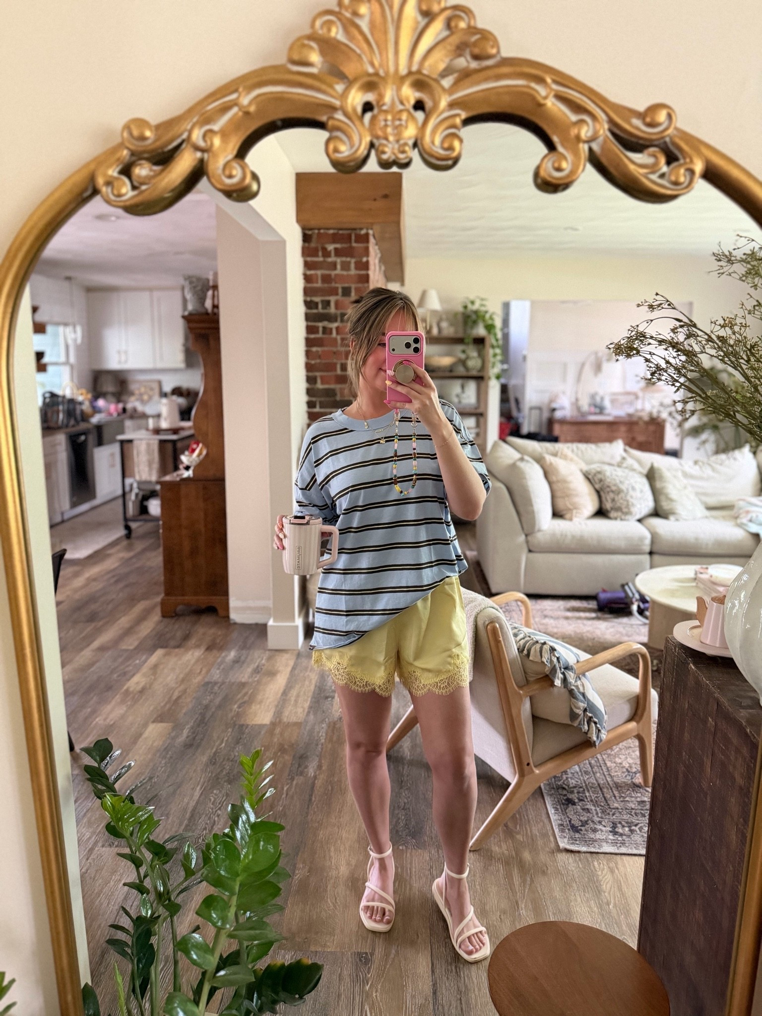 Today’s outfit for breakfast with the kids & some family! 💛 love these lace trim shorts. Also just grabbed this boyfriend tee from Aerie in two colors and love them! In a size medium in both! 

Aerie, old navy, striped tee, boyfriend tee, lace trim, butter yellow

#LTKootd #LTKmomlife #LTKSeasonal